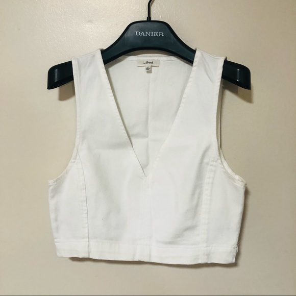 Aritzia Wilfred V neck cropped top side zipper - Picture 2 of 6